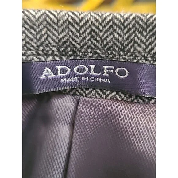 ADOLFO Lambswool TWEED Sport Coat Mens 44R Gray Herringbone Fleck Blazer Jacket - Picture 8 of 16